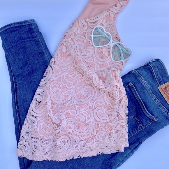 love J Tops - Darling pink lace tank top